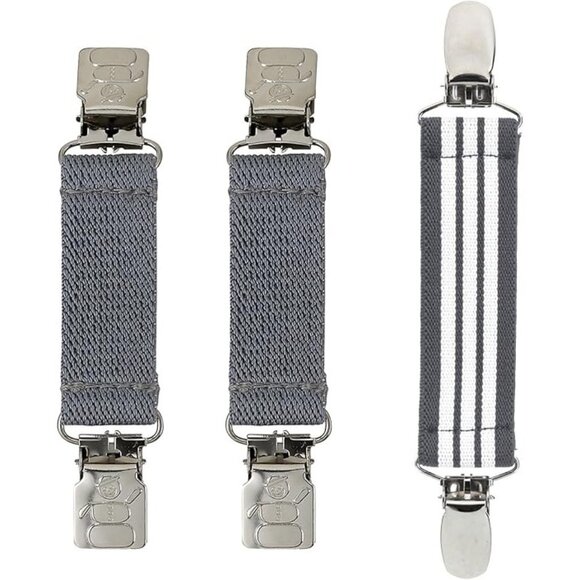 Hold’Em Mitten & Hat Clip Set Toddler Kids Sturdy Super Tight Grip - Gray White - Picture 1 of 6